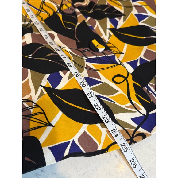 Boutique Essentials Yellow Black Abstract Leaf Print Button Up Jacket Size 10 - Picture 8 of 8